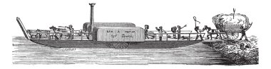 Steam tug boat vintage engraving clipart