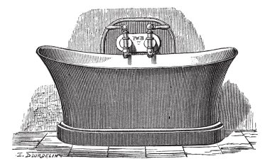 Copper bathtub vintage engraving clipart