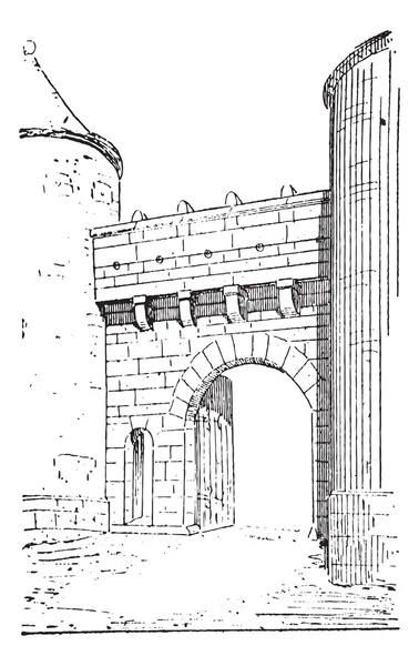 La porte de Flavigny-sur-Ozerain gravure vintage — Image vectorielle