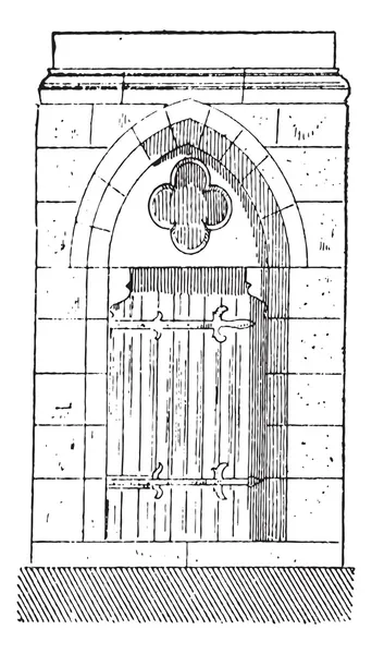 A kapu a székesegyház a Szűzanya Chartres vintage gravírozás — Stock Vector