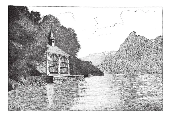 La chapelle de William Tell gravure vintage — Image vectorielle