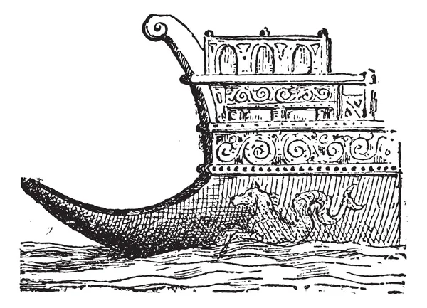Rostrum of Marine ram, vintage gravure. — Stockvector