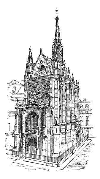 Sainte-chapelle w Paryżu, Francja, Grawerowanie vintage. — Wektor stockowy