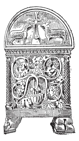 Саркофаг винтажной гравюры византийского стиля — стоковый вектор