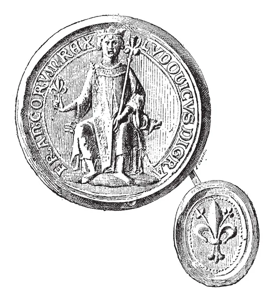 Pecsét pecsét-alkalmazottak a st. louis, hogy az első keresztes hadjárat ellen, — Stock Vector
