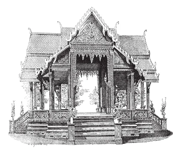 Salón de Siam, grabado vintage . — Vector de stock