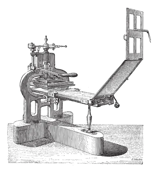 Винтажная гравировка ручного пресса — стоковый вектор
