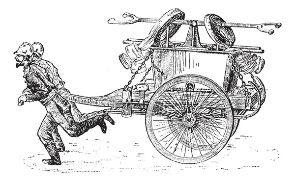 Пожарный ручной насос с винтажной гравировкой — стоковый вектор