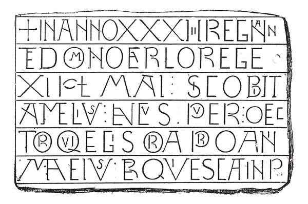 Inscripciones, Escritura Carlovingia, grabado vintage . — Archivo Imágenes Vectoriales