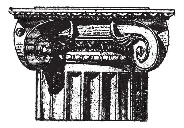Рис. 3. іонні (Помпеї) з кутом volutes, vintage гравіювання. — стоковий вектор
