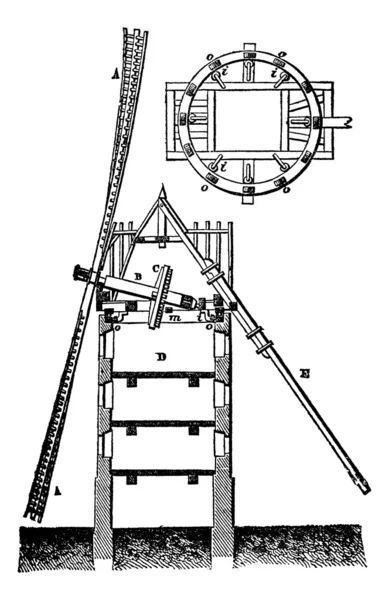 Windmühle, Vintage-Gravur. — Stockvektor