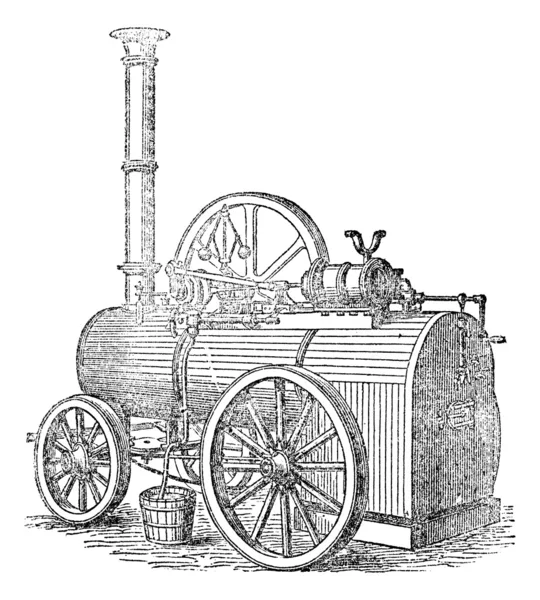 Dampf- oder Dampfmaschine, Vintage-Gravur. — Stockvektor