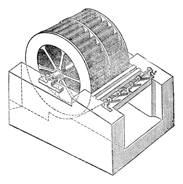 Turbine, gravure vintage . — Image vectorielle