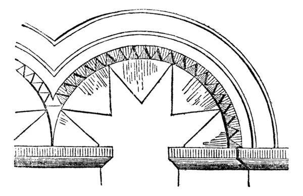 FR dente di sega intrados (XI-XII secolo), incisione vintage . — Vettoriale Stock