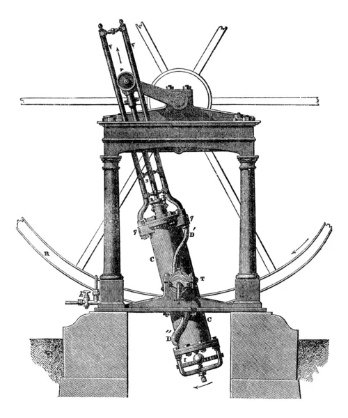 Machine à vapeur, gravure vintage . — Image vectorielle