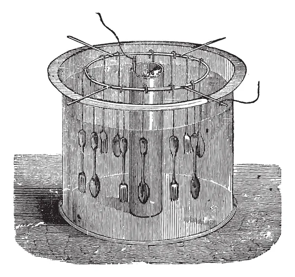 Покрытие ванны или дома серебряные покрытия ванны винтажная гравировка — стоковый вектор