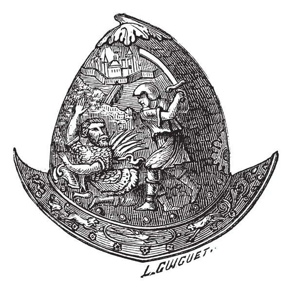 Винтажная гравировка шлема Мориона — стоковый вектор