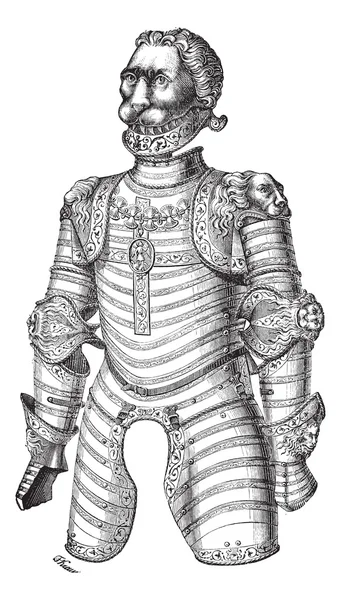 ライオンとしても知られているルイ xii ビンテージ彫刻の鎧 — ストックベクタ