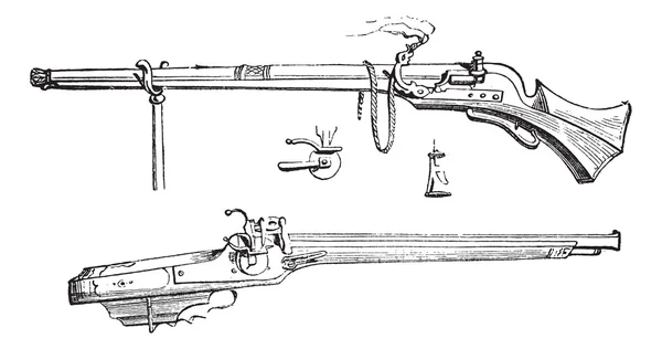 Винтажная гравировка из тюбика Аркебуза или Крюка — стоковый вектор