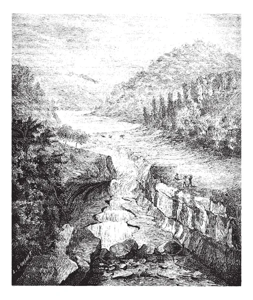 速度--罗纳河谷在新加坡-sur-valserine 法国复古 engrav — 图库矢量图片