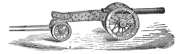 Пушка с гибкой винтажной гравировкой — стоковый вектор