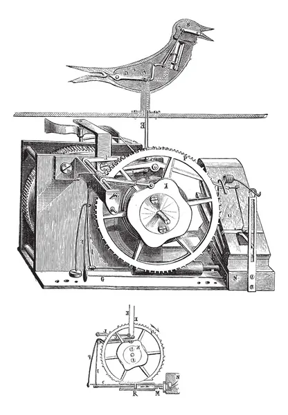 Reloj de cuco grabado vintage — Archivo Imágenes Vectoriales