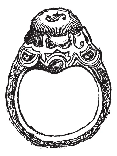 Кольцо Фридриха Великого с гравировкой — стоковый вектор