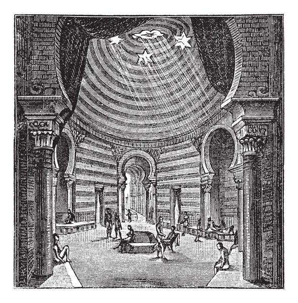 The roman period Tepidarium vintage engraving — Stock Vector