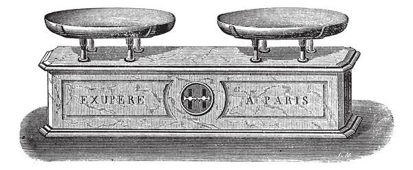 Балансова маятникова шкала старовинного гравірування — стоковий вектор
