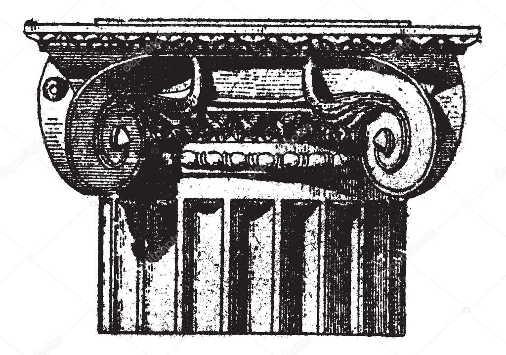 Fig. 3. Ionic (Pompeii) with angle volutes, vintage engraving.