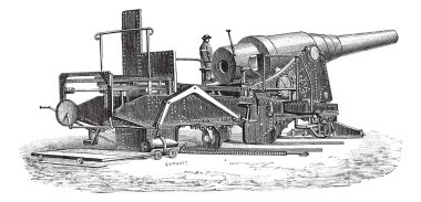 Krupp cannon (72 tonnes) vintage engraving clipart