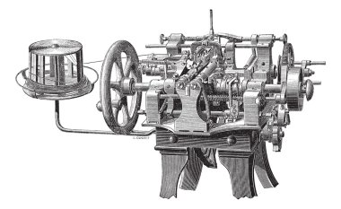 Carding machine vintage engraving clipart