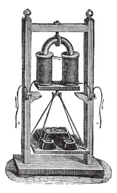 Şekil 7. -Elektro mıknatıs kilo yük, antika gravür.