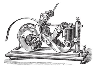 Fig. 11. Morse receiver. - A frame, L, Lever, M, electromagnet clipart