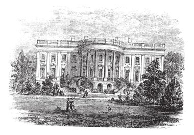 Beyaz Saray Washington, DC Amerika antika gravür.