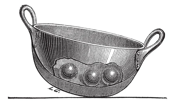 Pişirme pan antika gravür — Stok Vektör