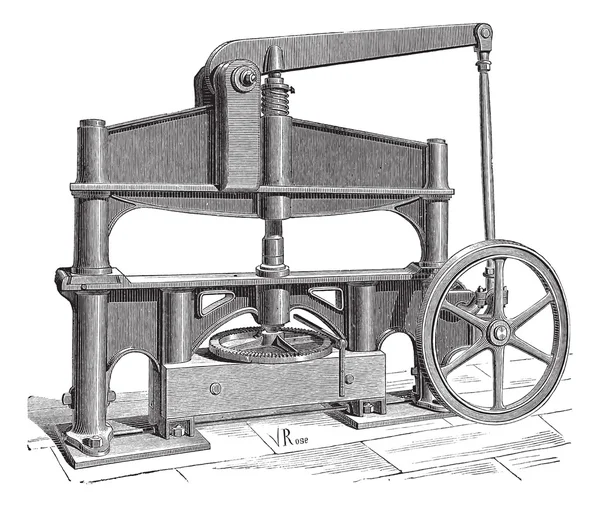De machine gebruikt voor het verwerken van leer vintage gravure — Stockvector