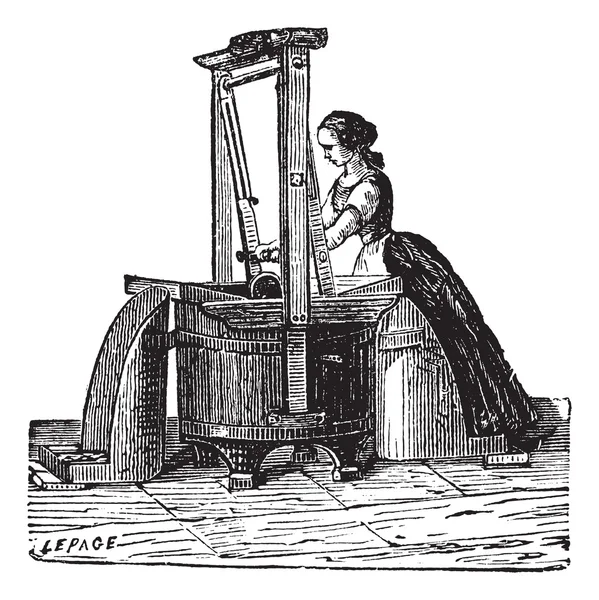 Washerwoman washing clothes vintage engraving — Stock Vector