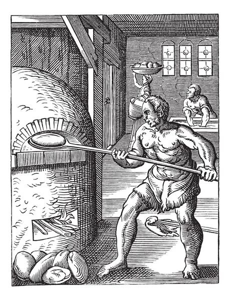 Пекарь XVI века с винтажной гравировкой — стоковый вектор