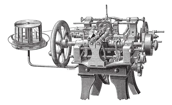Картонна машина старовинна гравюра — стоковий вектор