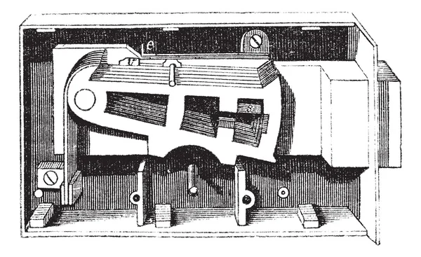 O mecanismo interno da fechadura da porta gravura vintage — Vetor de Stock