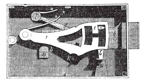 Винтажная гравировка дверного замка внутри механизма — стоковый вектор