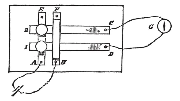 Fig. 2. -planera en enkel strömbrytare, vintage gravyr. — Stock vektor
