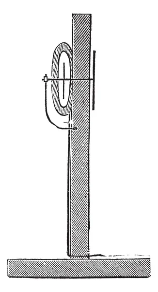 Fig. 3. -delen av en enda nål telegraf, vintage engravin — Stock vektor