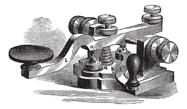 8. ábra. Morse manipulátor, vintage gravírozás. — Stock Vector