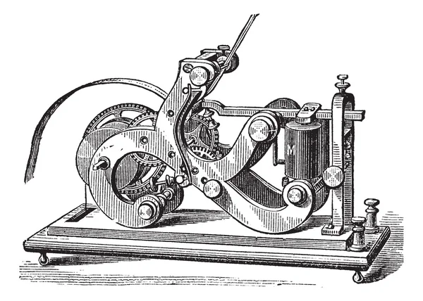 Fig. 11. Morse ontvanger. -een frame, l, hefboom, m, elektromagneet — Stockvector