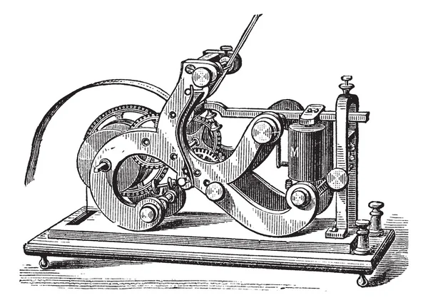 Obrázek 11. Morse přijímač. -rám, l, páky, m, elektromagnet — Stockový vektor