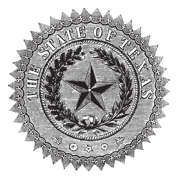 Seal of the State of Texas, vintage engraving. — Stock Vector