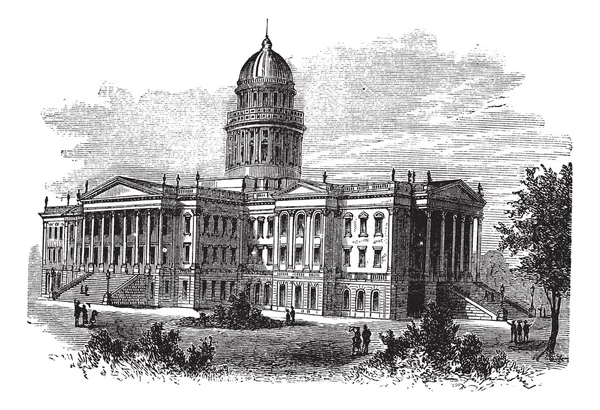托皮卡，国会大厦的堪萨斯状态或堪萨斯议会大厦，vin — 图库矢量图片