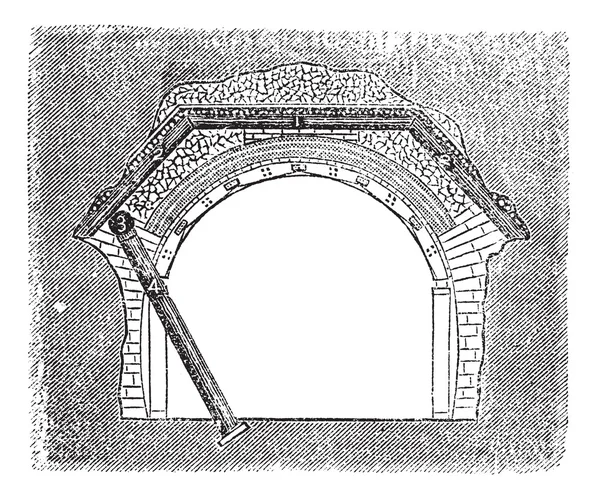 コンクリートのトンネル、ヴィンテージの彫刻 — ストックベクタ
